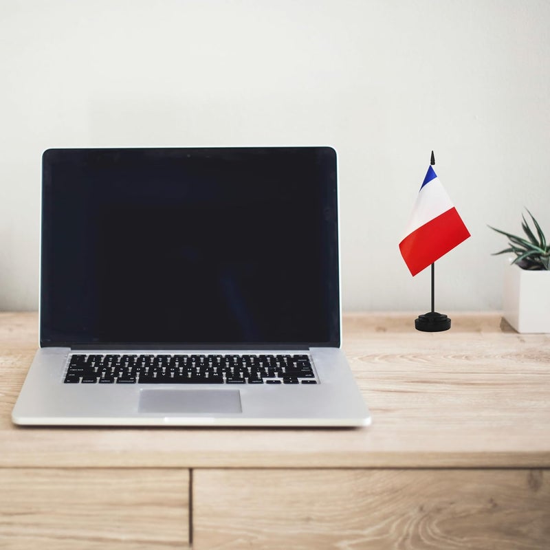 Yamiuo 2 Pack France Desk Flag Set, French Desktop Small Miniature Table Office Flag with 12" Black Pole and Black Base, Offices, Classroom, Home, Festival Decoration (France) - Image 5